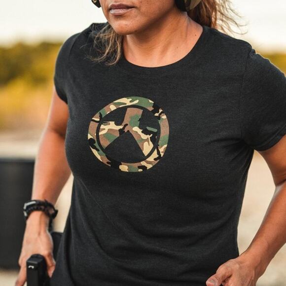 womens MAGPUL charcoal heather Woodland Camo Icon t-shirt L large MAG1171-011 - Picture 1 of 3